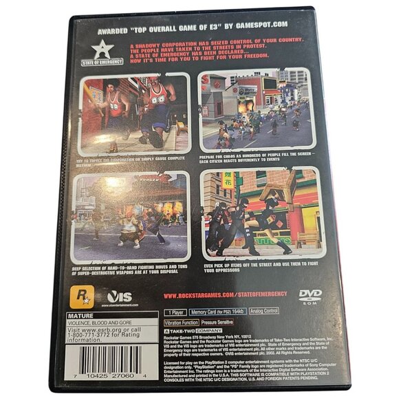 State of Emergency PS2 Playstation 2 Sony Video Game CIB Manual Artwork Reg Card - Picture 2 of 8